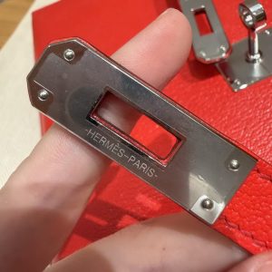 Hermes Kelly Elan Handmade In Chèvre Leather Silver Hardware S3 Rouge Coeur - Image 10