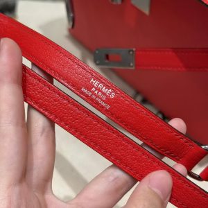 Hermes Kelly Elan Handmade In Chèvre Leather Silver Hardware S3 Rouge Coeur - Image 3