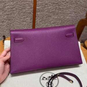 Hermes Kelly Elan Handmade In Epsom Calfskin Leather Gold Hardware P9 Anemone - Image 2
