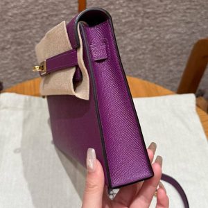 Hermes Kelly Elan Handmade In Epsom Calfskin Leather Gold Hardware P9 Anemone - Image 24