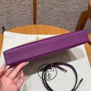 Hermes Kelly Elan Handmade In Epsom Calfskin Leather Gold Hardware P9 Anemone - Image 22