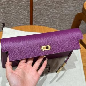 Hermes Kelly Elan Handmade In Epsom Calfskin Leather Gold Hardware P9 Anemone - Image 21