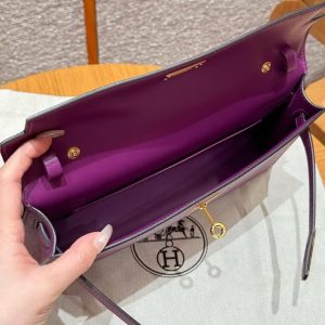 Hermes Kelly Elan Handmade In Epsom Calfskin Leather Gold Hardware P9 Anemone - Image 20
