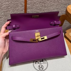 Hermes Kelly Elan Handmade In Epsom Calfskin Leather Gold Hardware P9 Anemone - Image 19