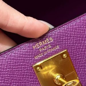 Hermes Kelly Elan Handmade In Epsom Calfskin Leather Gold Hardware P9 Anemone - Image 18