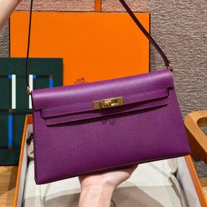 Hermes Kelly Elan Handmade In Epsom Calfskin Leather Gold Hardware P9 Anemone - Image 8