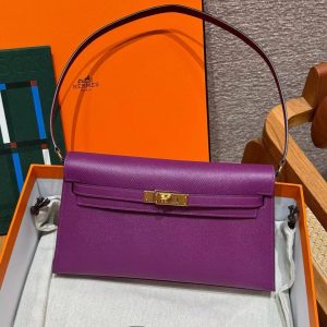 Hermes Kelly Elan Handmade In Epsom Calfskin Leather Gold Hardware P9 Anemone - Image 7