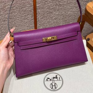 Hermes Kelly Elan Handmade In Epsom Calfskin Leather Gold Hardware P9 Anemone - Image 6