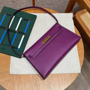 Hermes Kelly Elan Handmade In Epsom Calfskin Leather Gold Hardware P9 Anemone - Image 5