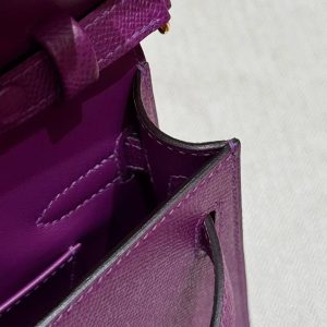 Hermes Kelly Elan Handmade In Epsom Calfskin Leather Gold Hardware P9 Anemone - Image 3