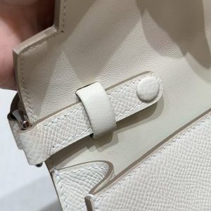 Hermes Kelly Elan Handmade In Epsom Calfskin Leather Silver Hardware 10 Craie - Image 8