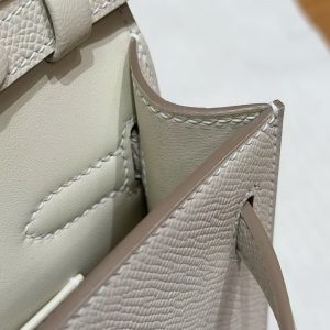 Hermes Kelly Elan Handmade In Epsom Calfskin Leather Silver Hardware 10 Craie - Image 7