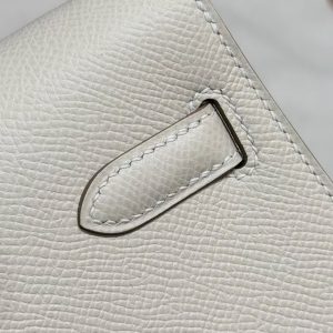 Hermes Kelly Elan Handmade In Epsom Calfskin Leather Silver Hardware 10 Craie - Image 5