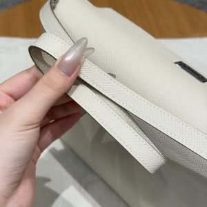 Hermes Kelly Elan Handmade In Epsom Calfskin Leather Silver Hardware 10 Craie - Image 4
