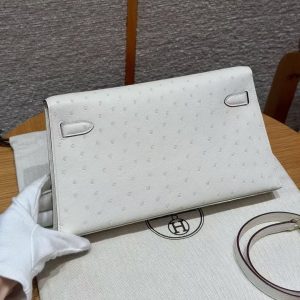 Hermes Kelly Elan Handmade In KK Ostrich Leather from South Africa Gold Hardware I2 Nata - Image 2