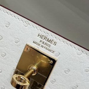 Hermes Kelly Elan Handmade In KK Ostrich Leather from South Africa Gold Hardware I2 Nata - Image 17