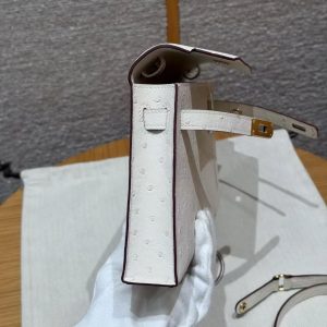 Hermes Kelly Elan Handmade In KK Ostrich Leather from South Africa Gold Hardware I2 Nata - Image 13