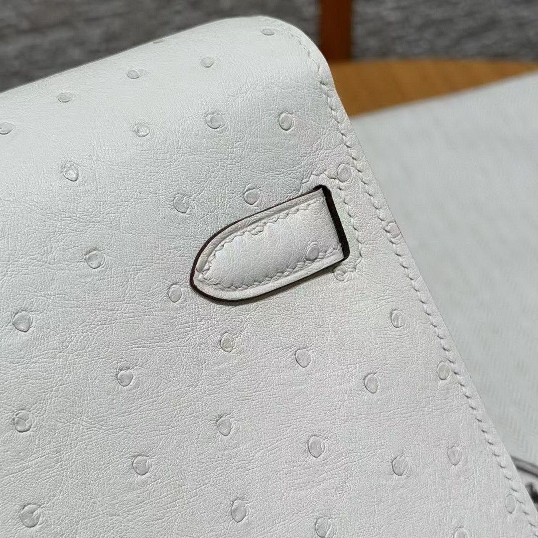 Hermes Kelly Elan Handmade In KK Ostrich Leather from South Africa Gold Hardware I2 Nata - Image 11