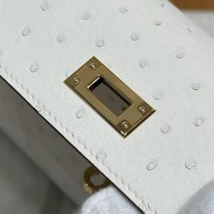 Hermes Kelly Elan Handmade In KK Ostrich Leather from South Africa Gold Hardware I2 Nata - Image 10