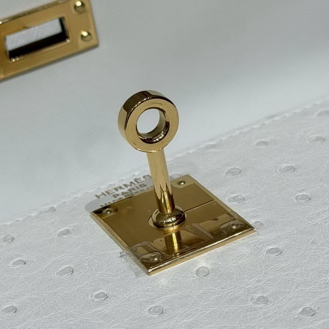 Hermes Kelly Elan Handmade In KK Ostrich Leather from South Africa Gold Hardware I2 Nata - Image 9