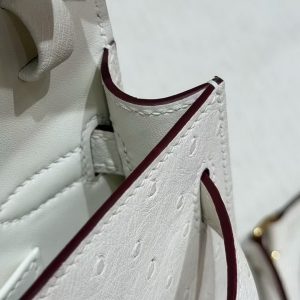 Hermes Kelly Elan Handmade In KK Ostrich Leather from South Africa Gold Hardware I2 Nata - Image 8