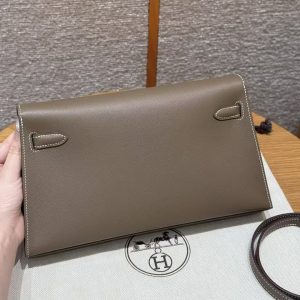 Hermes Kelly Elan Handmade In Madame Calfskin Leather Gold Hardware 18 Etoupe - Image 2