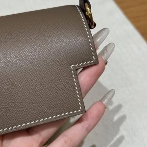 Hermes Kelly Elan Handmade In Madame Calfskin Leather Gold Hardware 18 Etoupe - Image 8