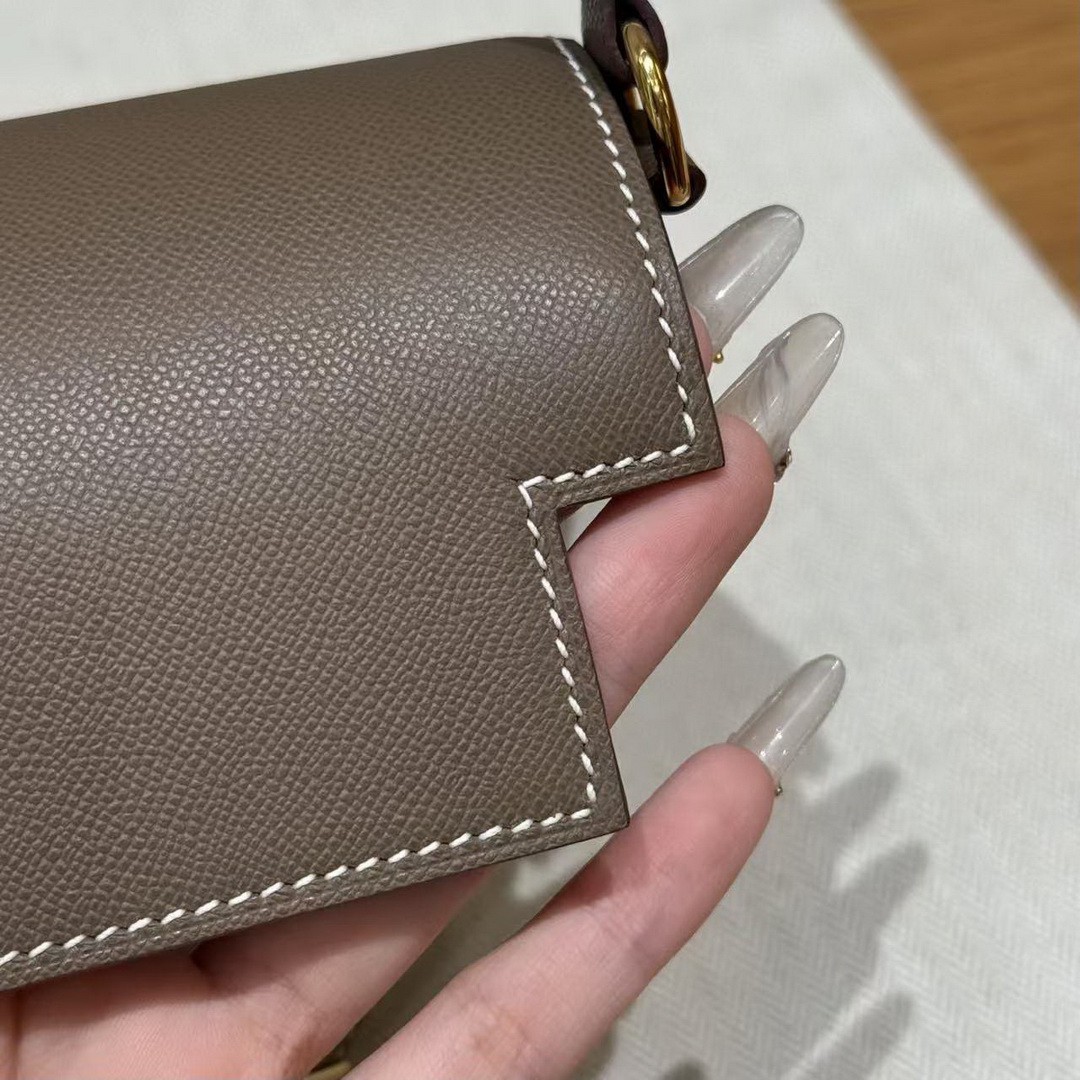 Hermes Kelly Elan Handmade In Madame Calfskin Leather Gold Hardware 18 Etoupe - Image 8