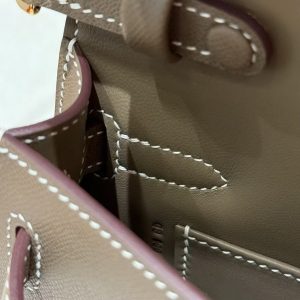 Hermes Kelly Elan Handmade In Madame Calfskin Leather Gold Hardware 18 Etoupe - Image 5