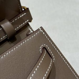 Hermes Kelly Elan Handmade In Madame Calfskin Leather Gold Hardware 18 Etoupe - Image 3