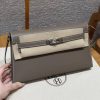 Hermes Kelly Elan Handmade In Madame Calfskin Leather Silver Hardware 18 Etoupe