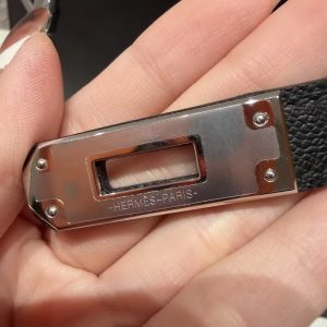 Hermes Kelly Elan Handmade In Madame Calfskin Leather Silver Hardware 89 Noir - Image 12