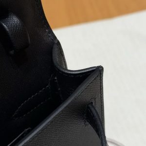Hermes Kelly Elan Handmade In Madame Calfskin Leather Silver Hardware 89 Noir - Image 7
