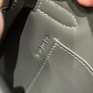 Hermes Kelly Elan Handmade In Madame Calfskin Leather Silver Hardware 8F Gris Etain - Image 11