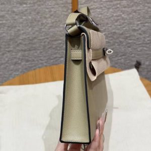Hermes Kelly Elan Handmade In Madame Calfskin Leather Silver Hardware S2 Trench - Image 2