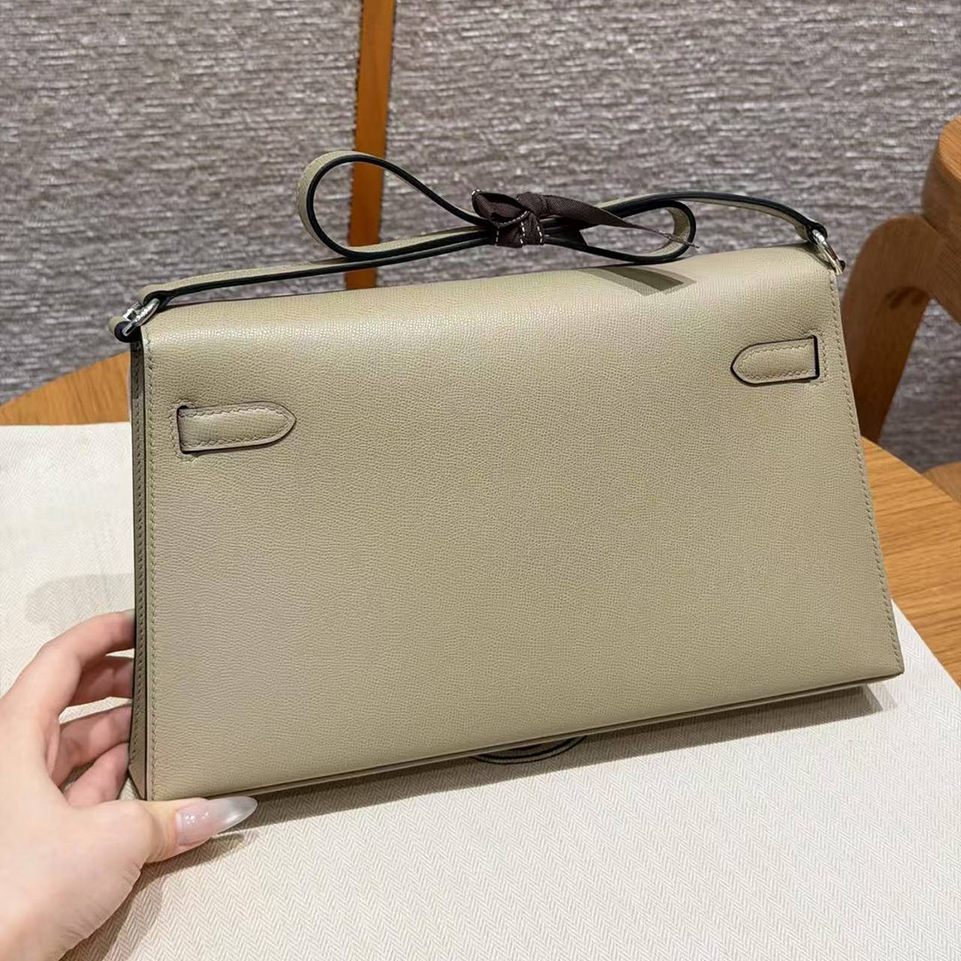 Hermes Kelly Elan Handmade In Madame Calfskin Leather Silver Hardware S2 Trench - Image 22