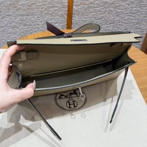 Hermes Kelly Elan Handmade In Madame Calfskin Leather Silver Hardware S2 Trench - Image 19