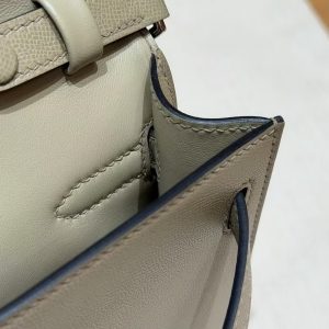Hermes Kelly Elan Handmade In Madame Calfskin Leather Silver Hardware S2 Trench - Image 18