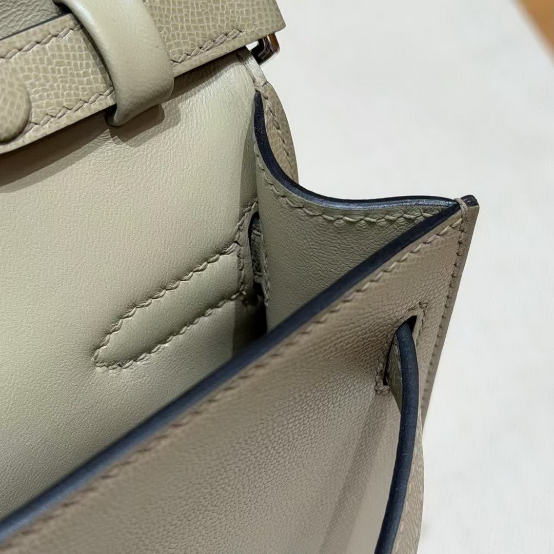 Hermes Kelly Elan Handmade In Madame Calfskin Leather Silver Hardware S2 Trench - Image 18