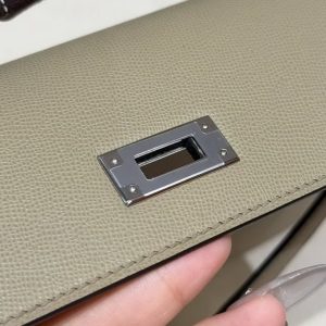 Hermes Kelly Elan Handmade In Madame Calfskin Leather Silver Hardware S2 Trench - Image 17