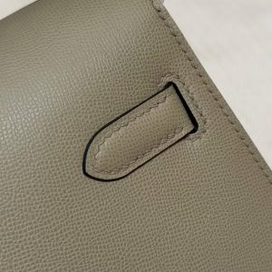 Hermes Kelly Elan Handmade In Madame Calfskin Leather Silver Hardware S2 Trench - Image 11