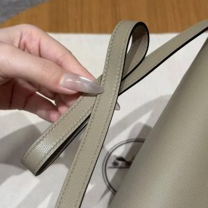 Hermes Kelly Elan Handmade In Madame Calfskin Leather Silver Hardware S2 Trench - Image 9