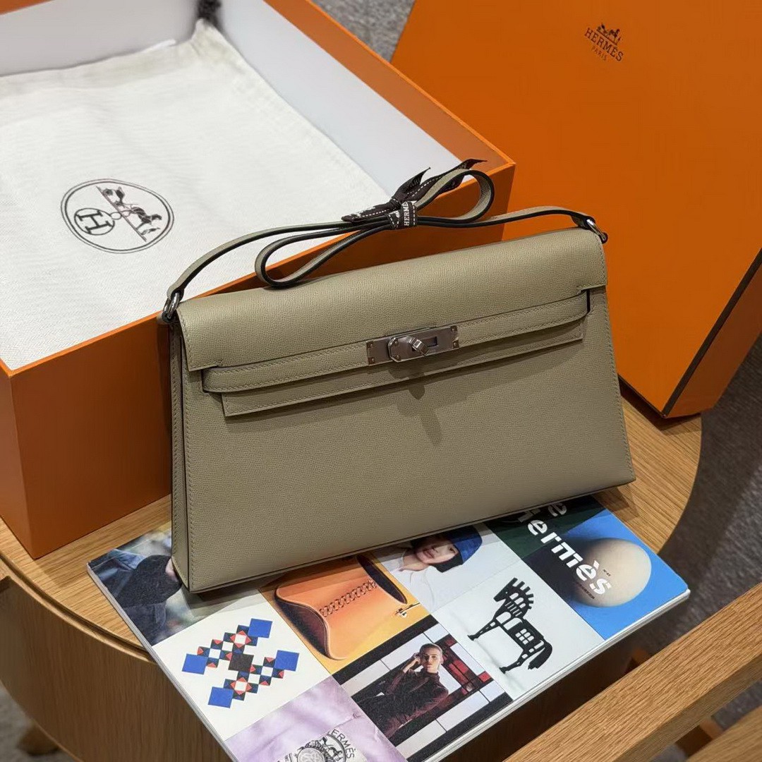 Hermes Kelly Elan Handmade In Madame Calfskin Leather Silver Hardware S2 Trench - Image 6