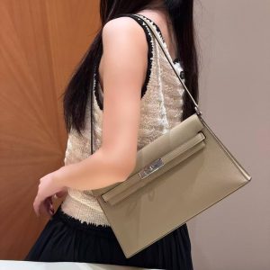Hermes Kelly Elan Handmade In Madame Calfskin Leather Silver Hardware S2 Trench - Image 3