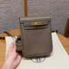 Hermes Kelly Jump Backpack Handmade In Swift Calfskin Leather Gold Hardware 18 Etoupe