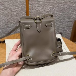 Hermes Kelly Jump Backpack Handmade In Swift Calfskin Leather Gold Hardware 18 Etoupe - Image 2