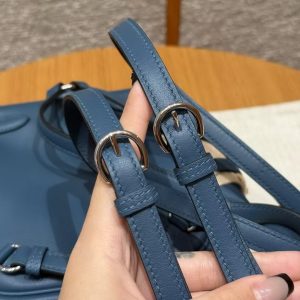 Hermes Kelly Jump Backpack Handmade In Swift Calfskin Leather Silver Hardware 7P Bleu De Prusse - Image 14