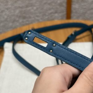 Hermes Kelly Jump Backpack Handmade In Swift Calfskin Leather Silver Hardware 7P Bleu De Prusse - Image 13