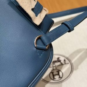 Hermes Kelly Jump Backpack Handmade In Swift Calfskin Leather Silver Hardware 7P Bleu De Prusse - Image 7