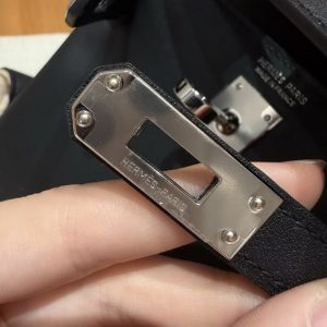 Hermes Kelly Jump Backpack Handmade In Swift Calfskin Leather Silver Hardware 89 Noir - Image 11
